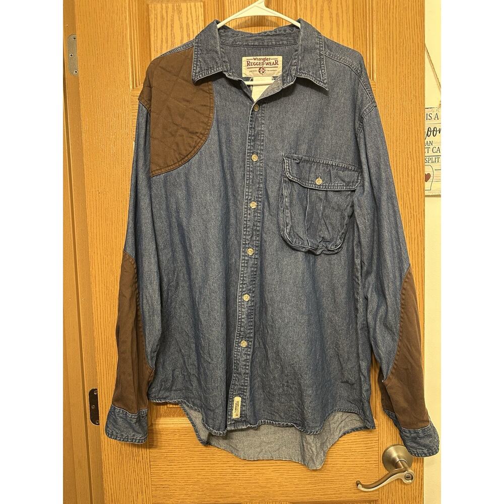 Wrangler Rugged Wear Hunting/Shooting Shirt Vintage sz XL Outdoors Denim